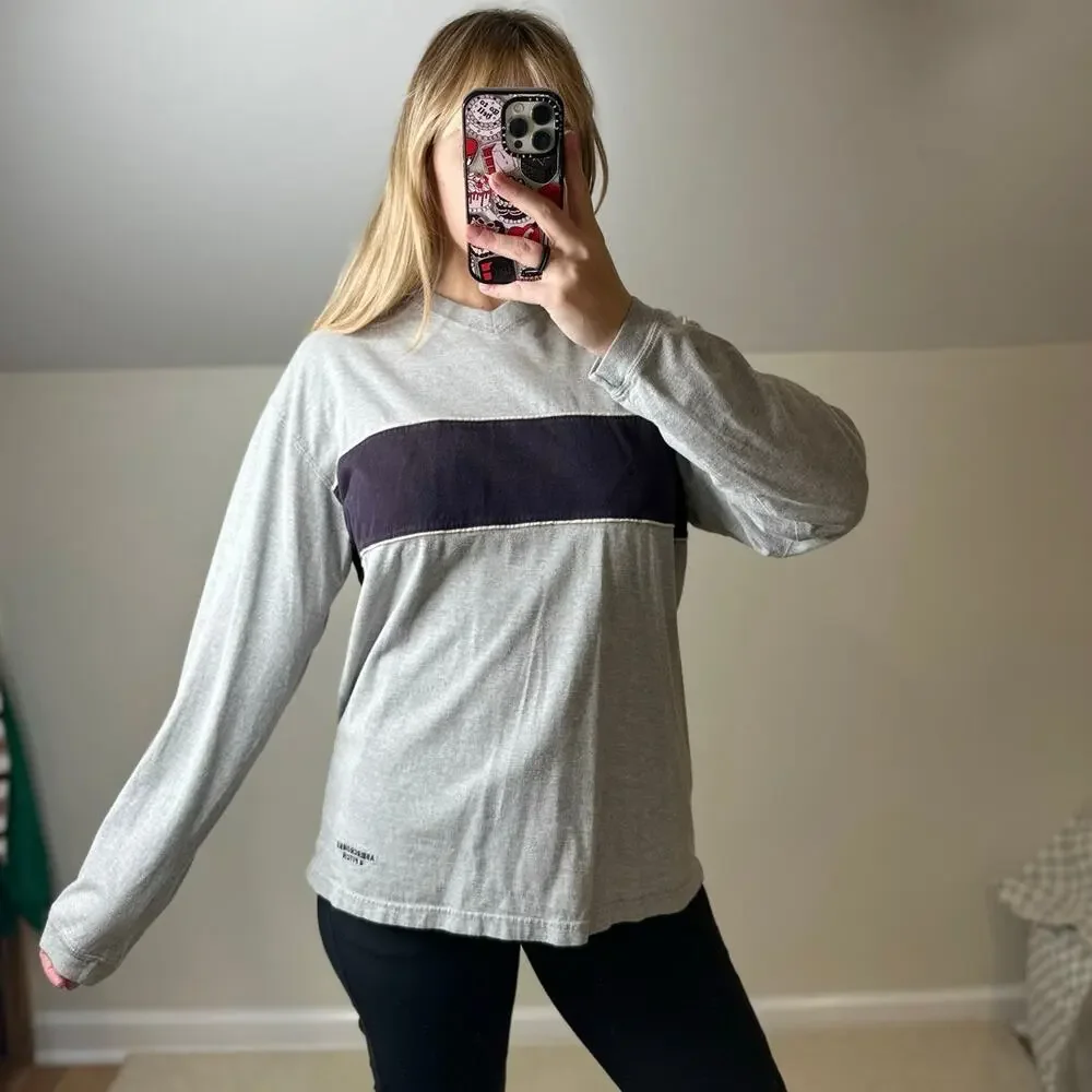 Abercrombie: Vintage Gray Stripe Sweatshirt